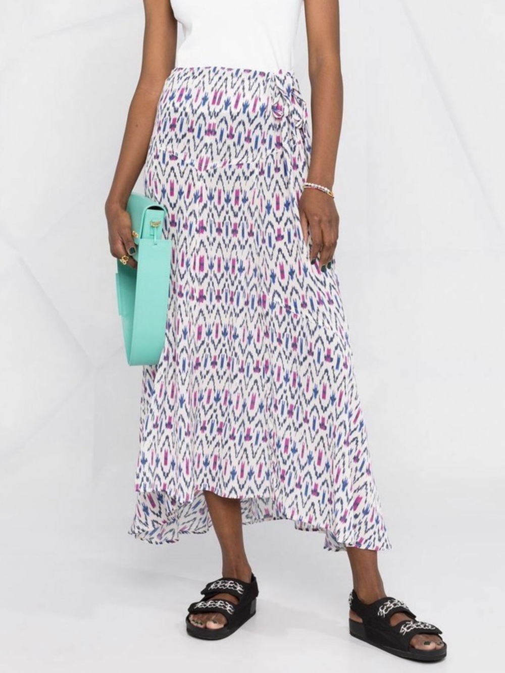 ISABEL MARANT ÉTOILE Alona Ikat Midi Skirt In Multi Pink Blue White Size 8
